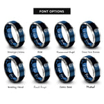 font options for inside engraving on blue & gray tiger rings