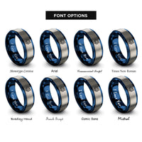 font options for inside engraving on blue & grey tiger rings
