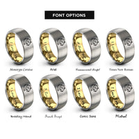 font options for inside engraving on gold & silver tiger rings