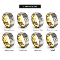 font options for inside engraving on gold & grey tiger rings