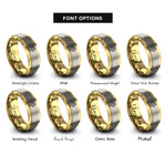 font options for inside engraving on gold & grey tiger rings