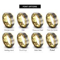 font options for inside engraving on gold & grey tiger rings