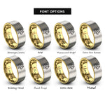font options for inside engraving on gold & grey tiger rings
