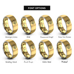 font options for inside engraving on gold & grey tiger rings