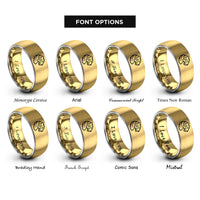 font options for inside engraving on gold & grey tiger rings