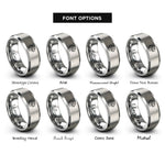 font options for inside engraving on silver tiger rings