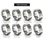 font options for inside engraving on silver tiger rings