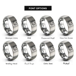 font options for inside engraving on silver tiger rings