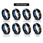 font options for inside engraving on black & blue & grey tiger shark rings