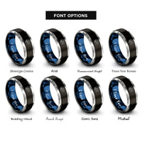 font options for inside engraving on black & blue & grey tiger shark rings