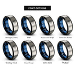 font options for inside engraving on black & blue & gray tiger shark rings