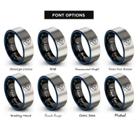 font options for inside engraving on black & blue & gray tiger shark rings