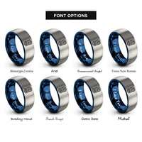 font options for inside engraving on blue & gray tiki mask rings