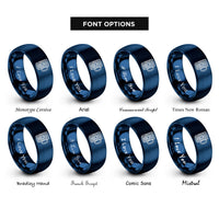 font options for inside engraving on blue tiki mug rings