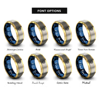 font options for inside engraving on gold & blue & silver tiki mug rings