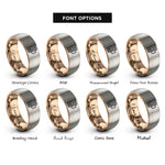 font options for inside engraving on rose gold & gray tiki mug rings