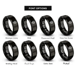 font options for inside engraving on black tilted globe rings