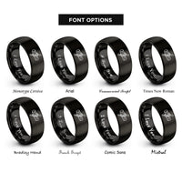 font options for inside engraving on black timber hitch rings