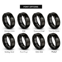 font options for inside engraving on black timber hitch rings