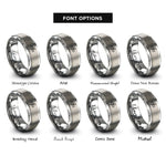 font options for inside engraving on gray timber hitch rings