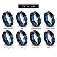 font options for inside engraving on blue & gray time dilation clock rings