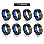 font options for inside engraving on gunmetal & blue time dilation clock rings