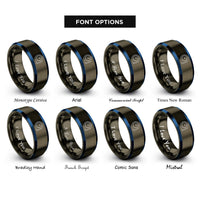 font options for inside engraving on gunmetal & blue time dilation clock rings