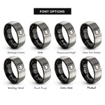 font options for inside engraving on black & silver time symbol rings