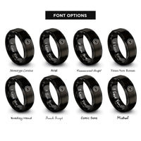 font options for inside engraving on black time symbol rings