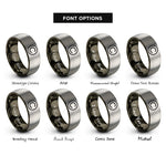 font options for inside engraving on gunmetal & grey time symbol rings