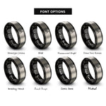 font options for inside engraving on black & silver time trial rider rings
