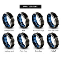 font options for inside engraving on black & blue & grey timer dial rings