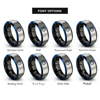 font options for inside engraving on black & blue & grey timer dial rings