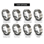 font options for inside engraving on silver timing chain rings