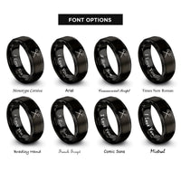 font options for inside engraving on black timpani mallets crossed rings