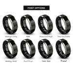 font options for inside engraving on black & gray tin rings