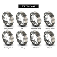 font options for inside engraving on grey tin rings