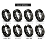 font options for inside engraving on black & grey tin jupiter rings
