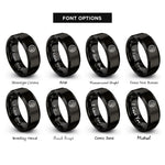 font options for inside engraving on black tin jupiter rings