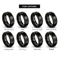 font options for inside engraving on black tin jupiter rings