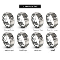 font options for inside engraving on grey tin jupiter rings
