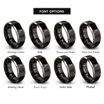 font options for inside engraving on black & gray tin snips rings