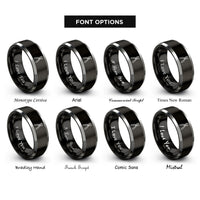 font options for inside engraving on black & gray tin snips rings