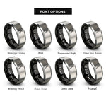 font options for inside engraving on black & grey tin snips rings