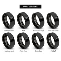 font options for inside engraving on black tin snips rings