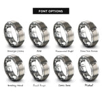 font options for inside engraving on gray tin snips rings