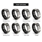font options for inside engraving on black & gray tinder bundle spark rings