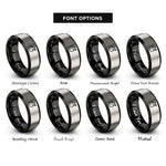 font options for inside engraving on black & silver tinder bundle spark rings