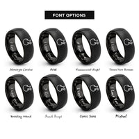font options for inside engraving on black tinder bundle spark rings