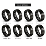 font options for inside engraving on black tinder bundle spark rings